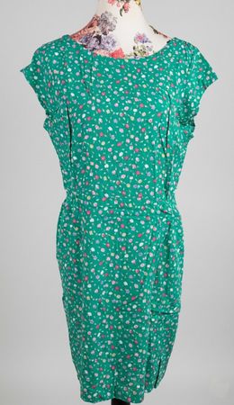 💚 Mango Sommerkleid, grün mit Blümchen, Grösse XL (ca. 42)