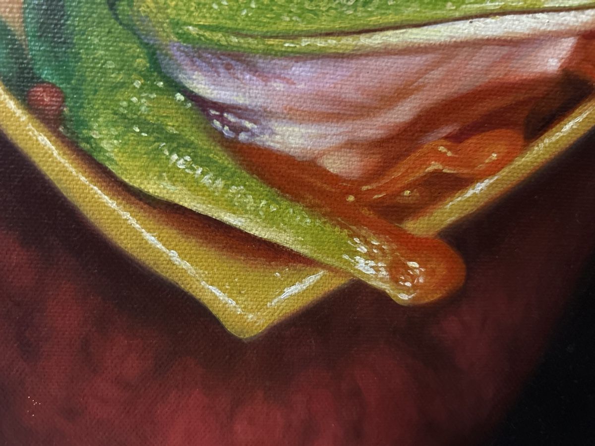 Gemälde: "Frosch in Blüte" signiert – Gebraucht aus Glarus von KunstWerkEr-LS87 3