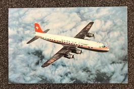 SWISSAIR  DC-6 B - Transatlanctic, alte Postkarte 1955