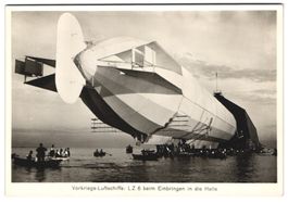 Fotografie Zeppelin LZ 6 beim Einbringen