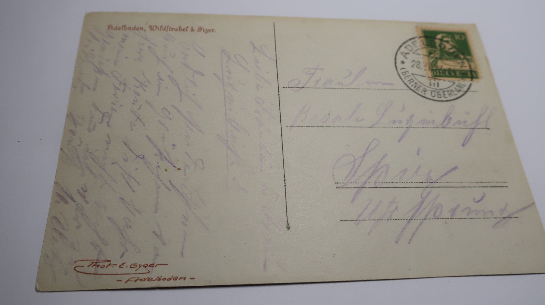 Cartoline postali: Adelboden Wildfrubel & Fizer   1923 – Usato da Cormoret venduto da Pascalll2001 4