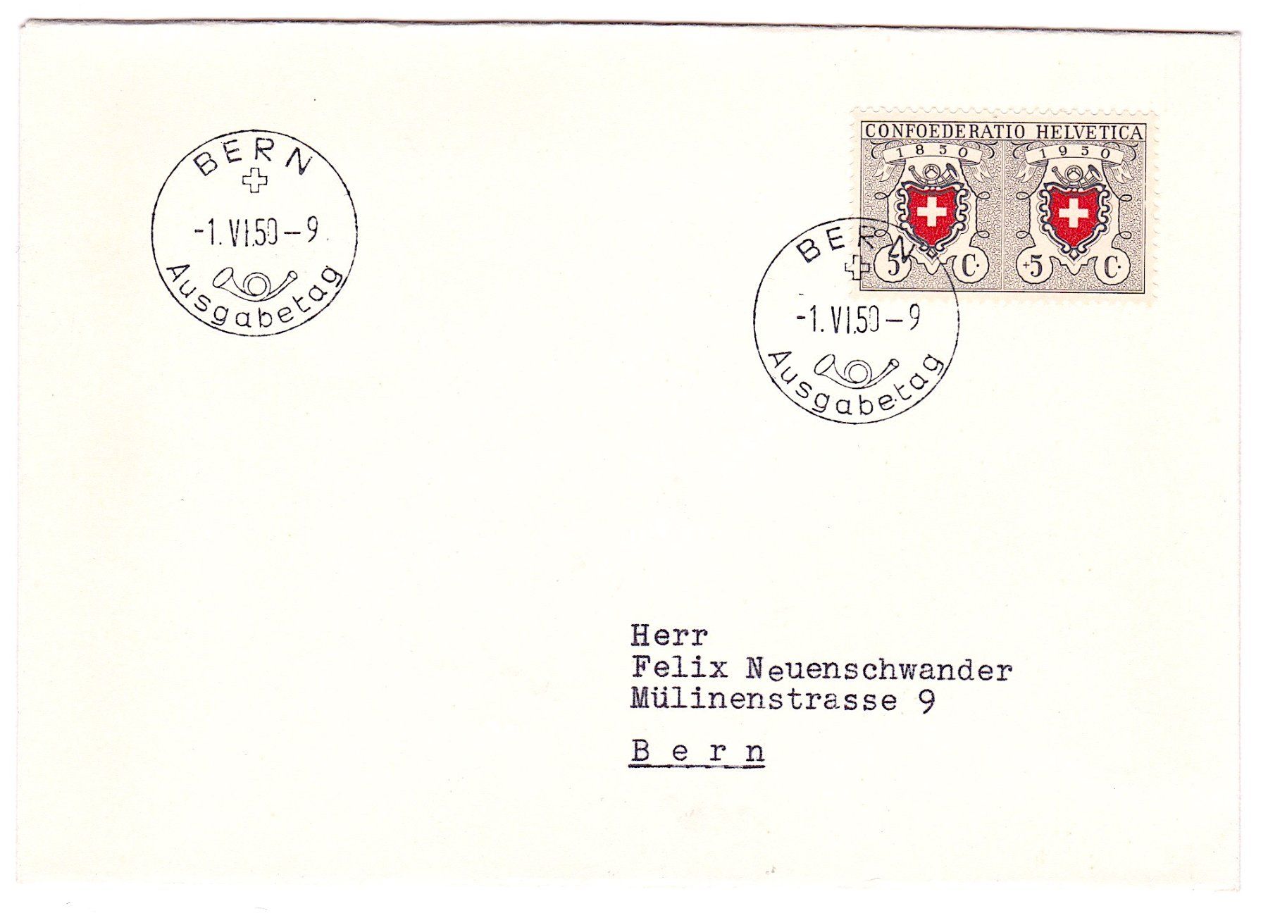 Tutti i francobolli: PP 1950 FDC B46-50, BERN 1.VI.50, auf  3 Briefen – Usato da Richterswil venduto da Dyaris2025 1