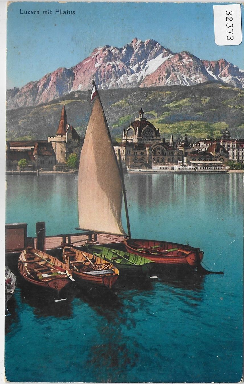 Cartoline postali: Luzern mit Pilatus - Segelschiff - Litho – Usato da Ettingen venduto da Kartenplanet