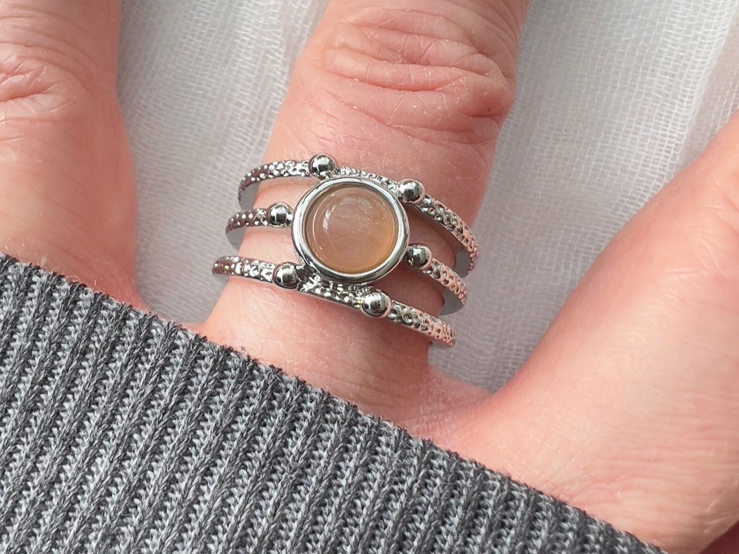 Anelli: Bague avec pierre de soleil - Sonnenstein edelstahlring – Nuovo (secondo la descrizione) da Pully venduto da sunaddict