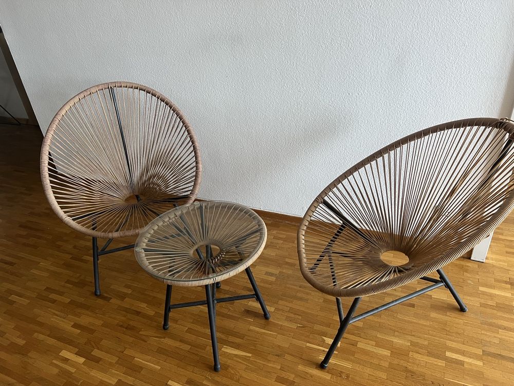 Chaises En Osier Vintage Lot De 2 - Occasion Bon état Général, Marron, Dimensions 94.5x43.5x42.5 Cm