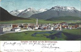 Samaden  mit  Blick  auf  die  Berninagruppe.