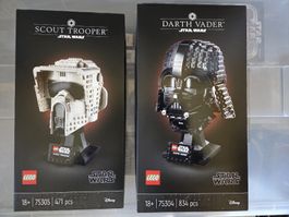 LEGO Star Wars Helme 75304 Darth Vader & 75305 Scout Trooper