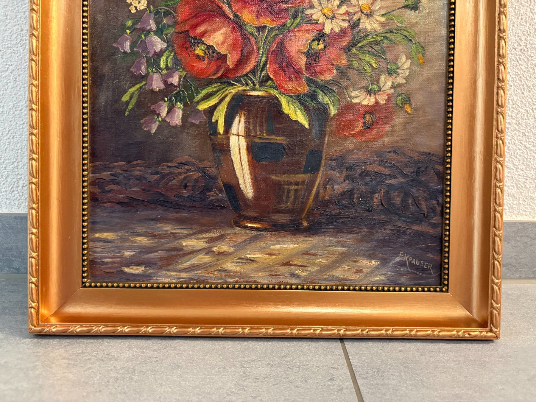 Dipinti: 36 cm breitx44 cm/ E. Krauser/ Öl Gemälde Blumenstillleben – Usato da Ottenbach venduto da TimelessEmotions. 5