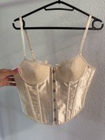 Corset Top beige lace satin back lace-up size S