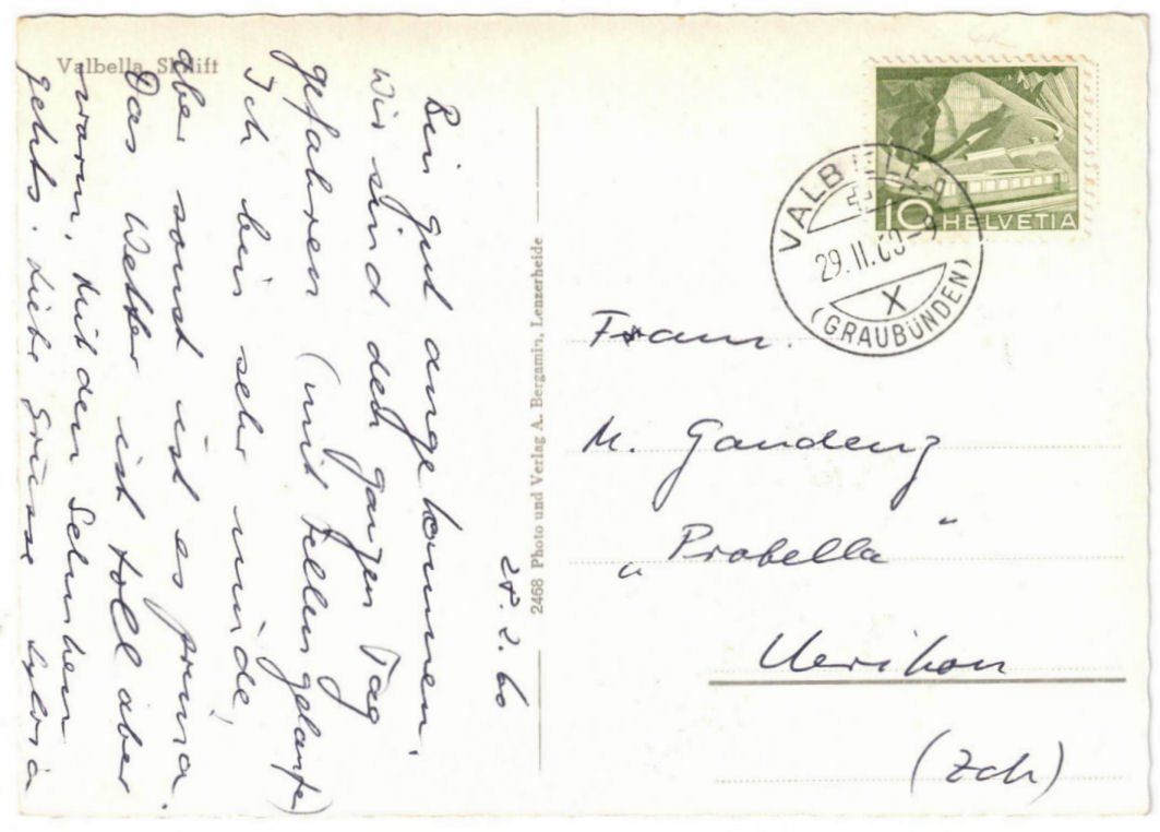 Cartoline postali: Valbella - Skigebiet mit Heidsee – Usato da Binningen venduto da Mountainrider 1