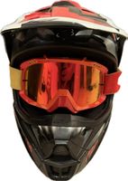Fox Motorradhelm mit Brille Grösse S Rot Schwarz