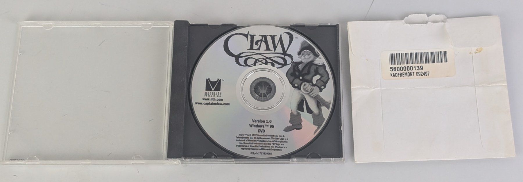 Software: Original PC Game CLAW Version 1.0 Windows 95 DVD Top! – Usato da Zürich venduto da axolottchen 1
