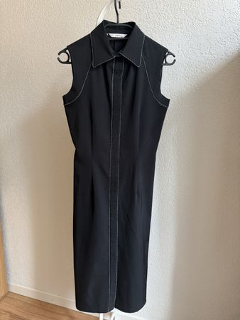 Robe classique longue noir surpiqûres Mango, t.36/S