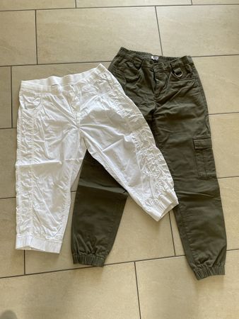 2 Hosen, Cargo Weiss / d.grün Relaxed Gr. 40/42