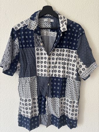 Vintage Patchwork Shirt - Unique Summer Style, Size Medium
