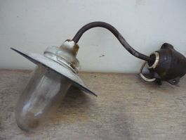 Aussenlampe Wandlampe antik weiss Glas und Metall Ecklampe