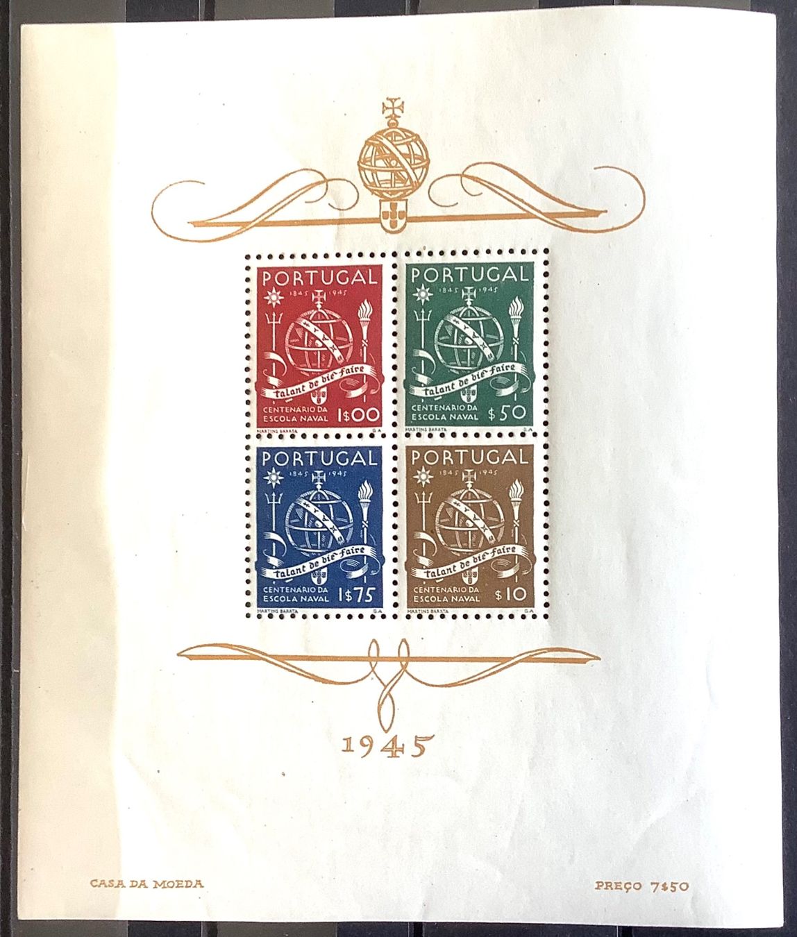 Tutti i francobolli: 1945 Portugal Marineschule Block 9 ** – Nuovo (secondo la descrizione) da Liestal venduto da Skunk02