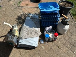Komplettes Pool-Set mit Sandfilteranlage, Pumpe, Leiter, Bod