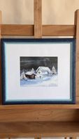 Aquarell Winterlandschaft gerahmt signiert 2013 guter Zustan