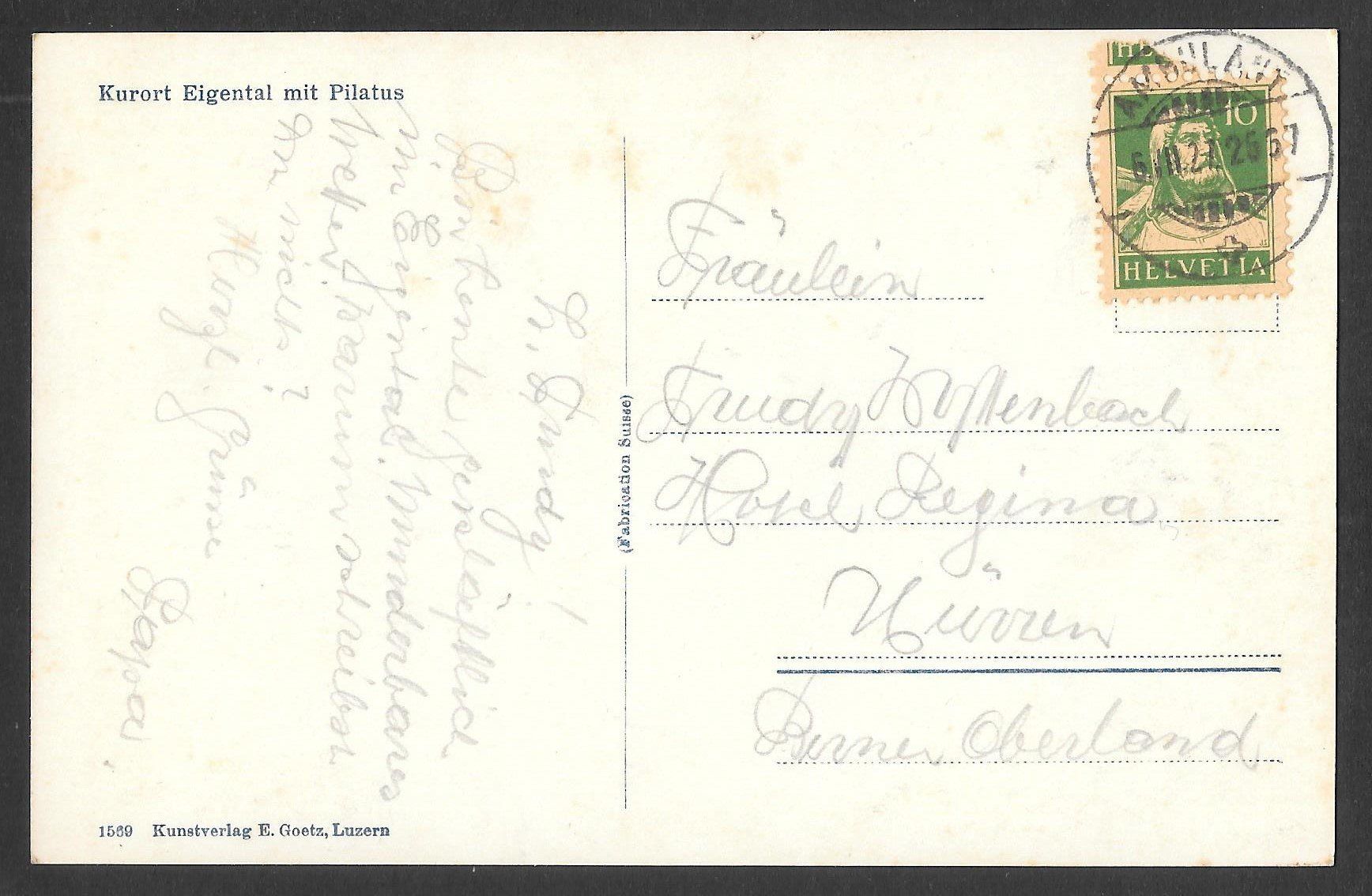 Cartoline postali: Eigenthal mit Pilatus – Usato da Olten venduto da clotaldi 1