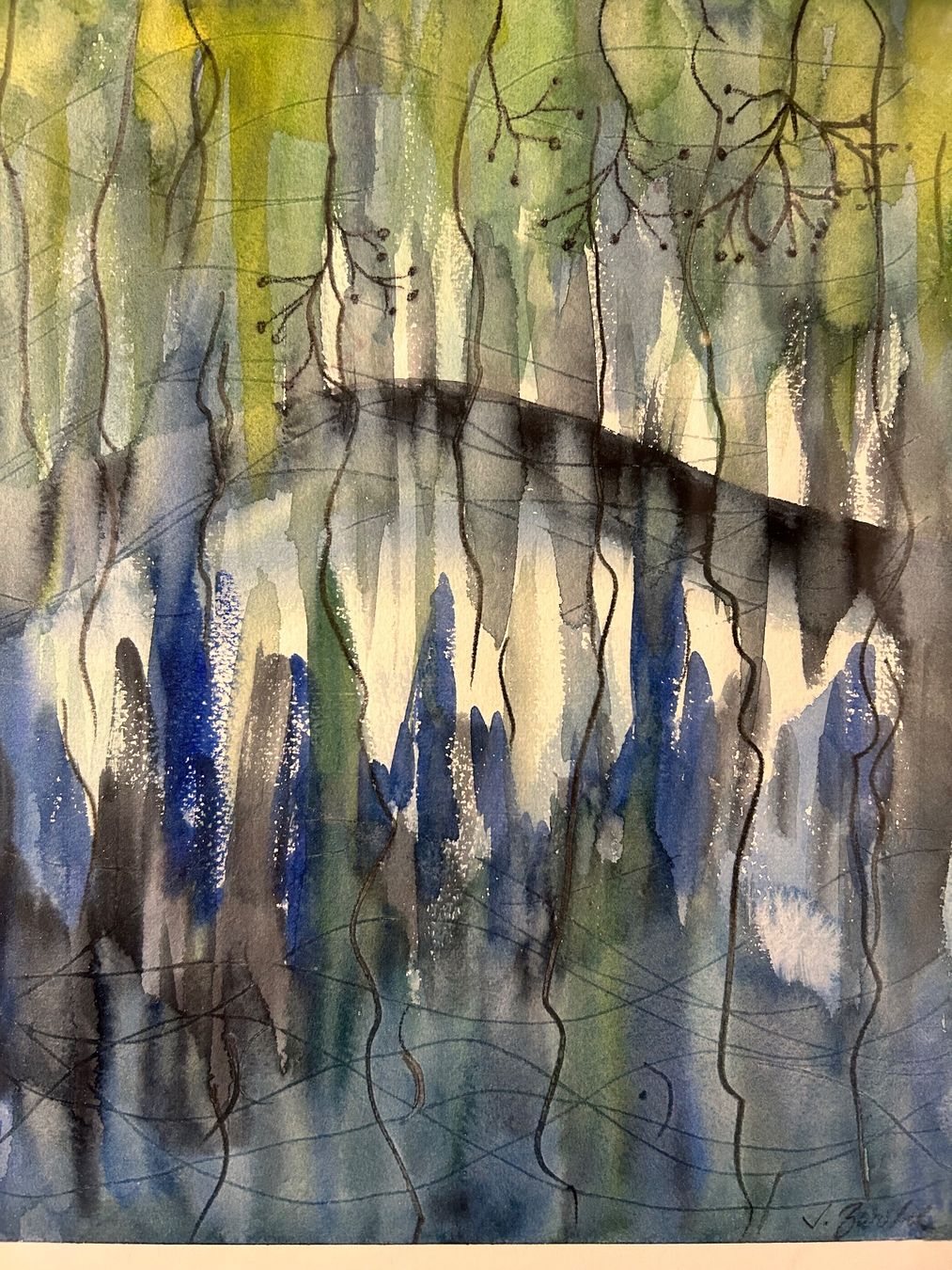Gemälde: Aquarell Abstrakte Kunst, Signiert ? – Gebraucht aus Lanzenhäusern von vic63 2