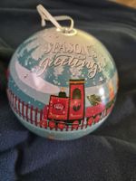Weihnachtskugel Metalldose Motiv Zug neuwertig 
