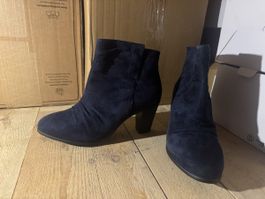 Blaue Stiefeletten Gr. 40, Wildleder Optik, Herbst-Look