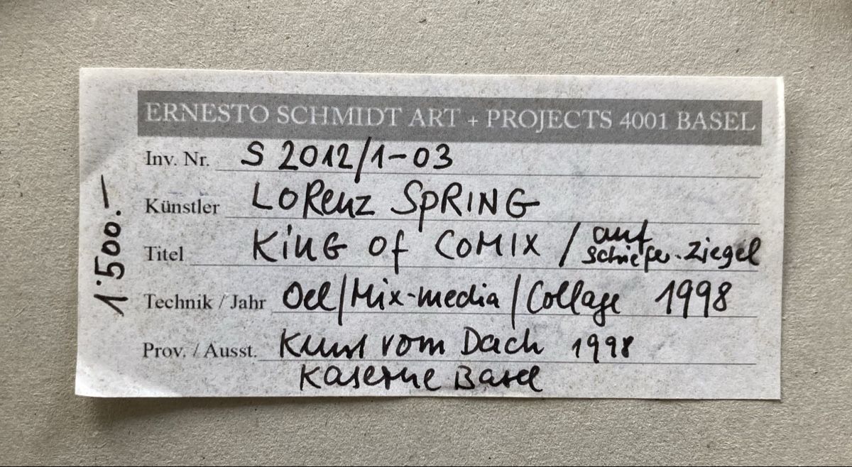 Dipinti: Lorenz Spring, Öl / Mix-media /Collage auf Schieferstein – Usato da Münsingen venduto da Rehtre 7
