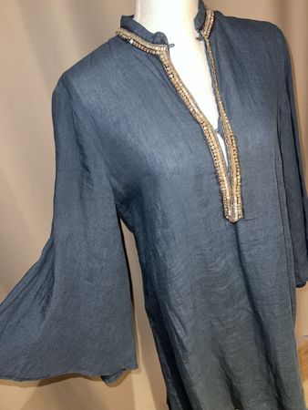 Leinenkleid mit Strass, Grösse 38