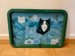 Katzen-Tablett, Vintage Serviertablett