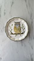 Assiette Salins France Hibou / Keramik Teller Eule