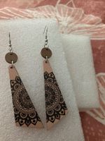 Wunderschöne bemalte Holzohrhänger, Boho Style, neu