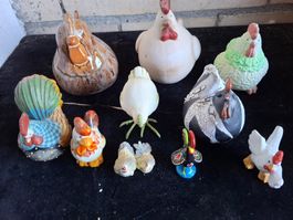 Keramik Hühner Figuren 10er Set Sammlerstücke Frühlingsde...