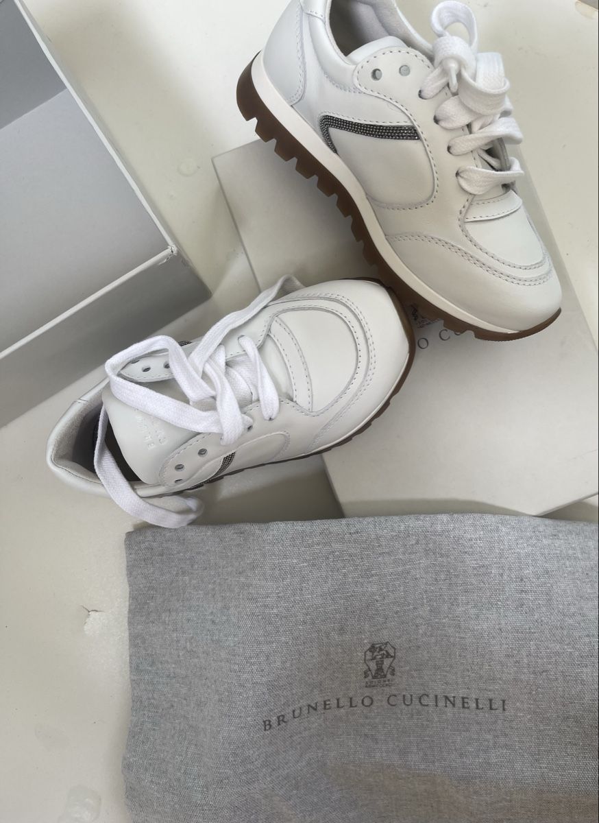 Brunello Cucinelli Chaussures hommes: Baskets Brunello Cucinelli blanches cuir neuves taille 27 – Neuf avec emballage d'origine à Geneve par fai_fz22 2