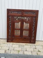 Wandspiegel Holz mit Fensterladen Optik braun antik