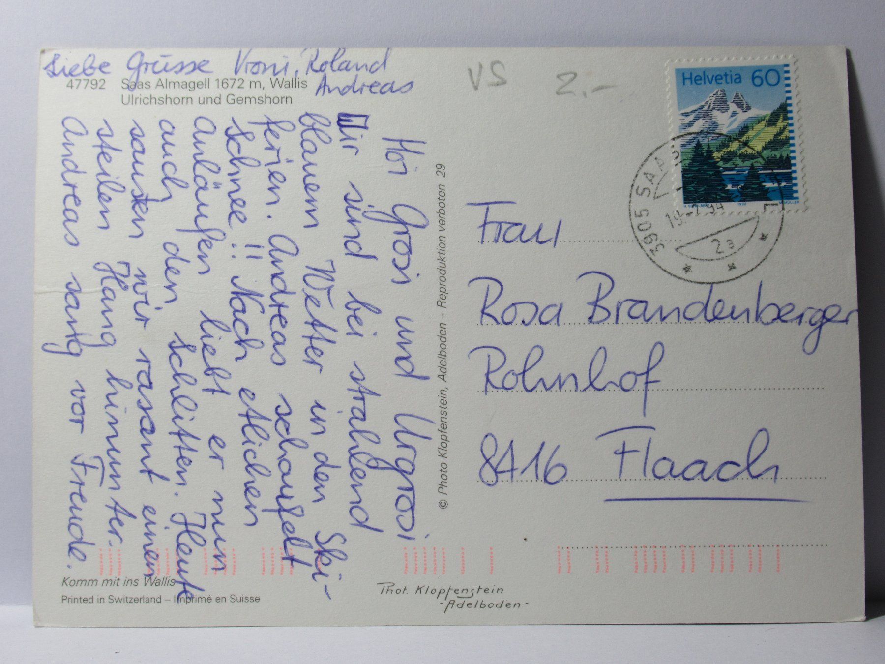 Cartes postales: Saas Almagell , Kirche – D'occasion à Grenchen par frechri 1