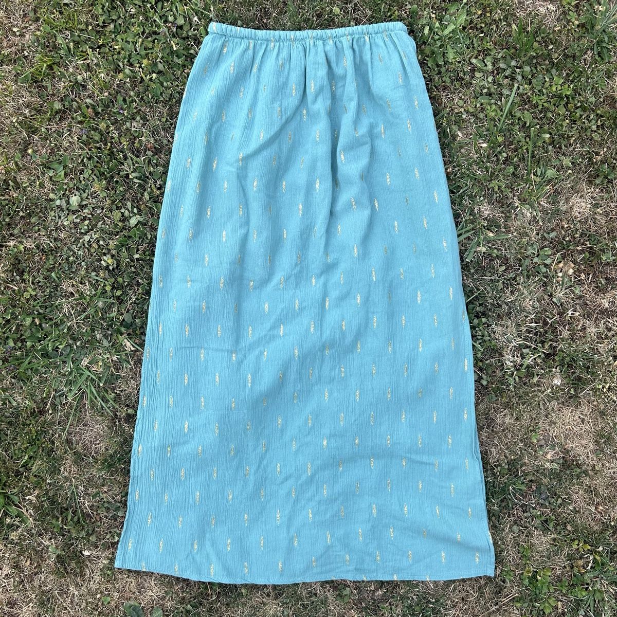 Röcke: Long Skirt Teal Gold Pattern Elastic Waist – Gebraucht aus brent von fukusapes 3