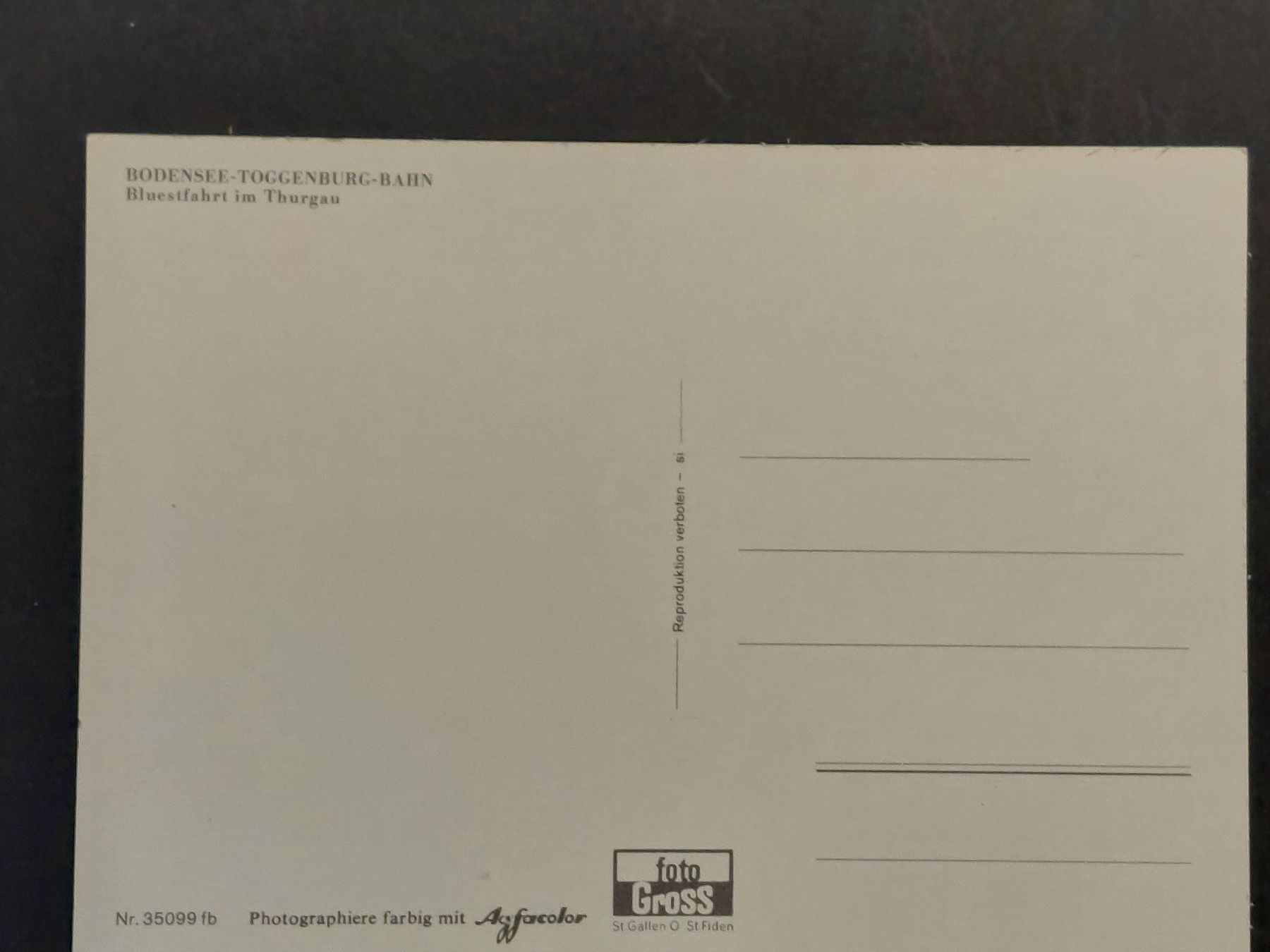 Cartoline postali: AK gel. Bodensee-Toggenburgbahn – Usato da Obfelden venduto da Funke2 1