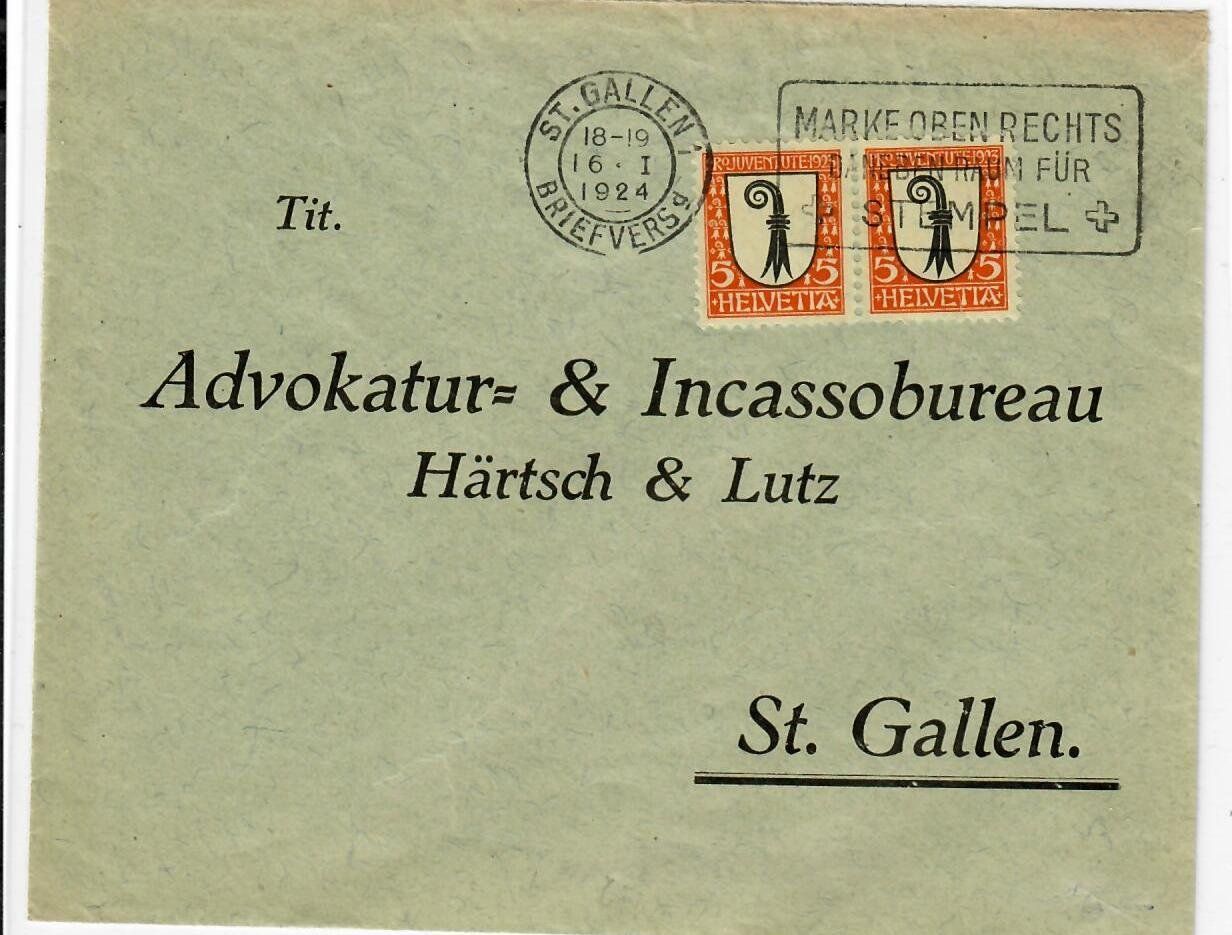 Tutti i francobolli: Brief St.Gallen 1924 – Usato da Hochdorf venduto da Ziegel-16