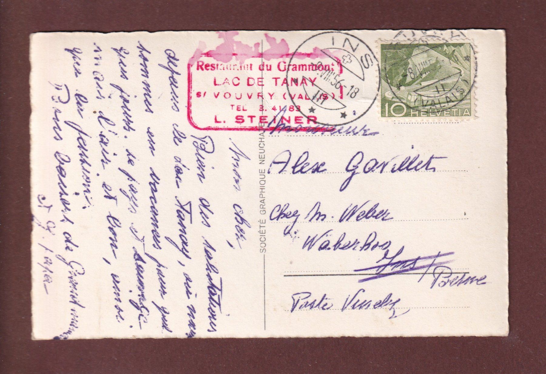 Cartoline postali: LAC TANAY - 1956 // pli // – Usato da Pully venduto da nicecards 1