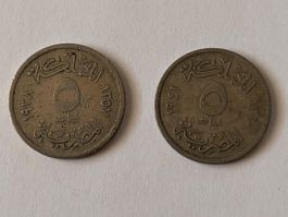 Ägypten 2x 5 Milliemes 1938 - 1941
