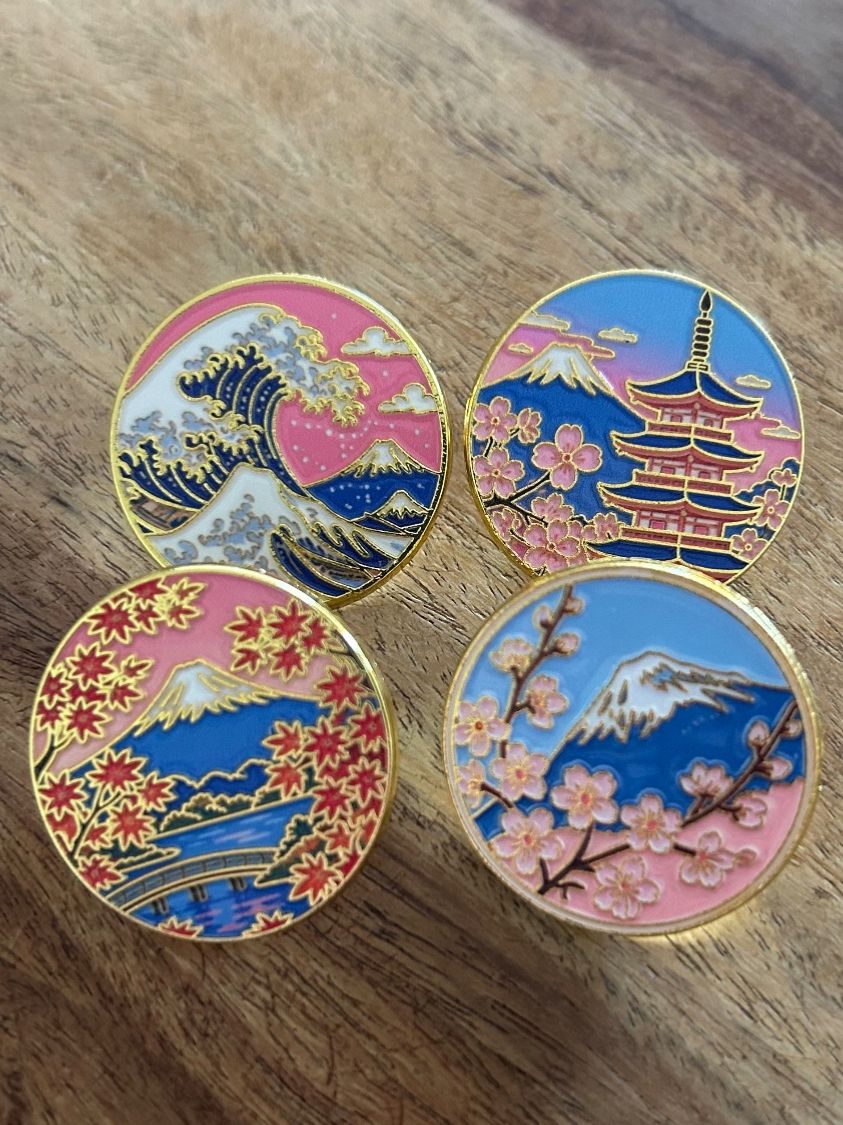 Placchette & Badge: Set 4x Pin Japan Fuji – Nuovo e nell'imballaggio originale da Geneve venduto da vane267