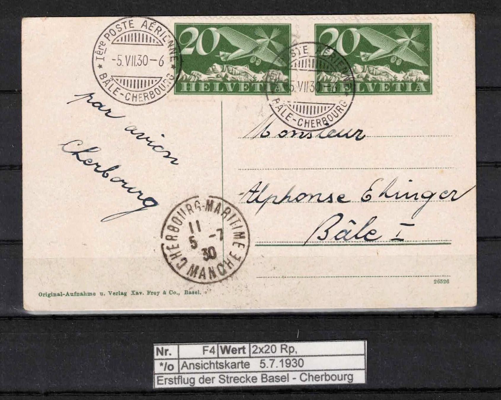 Tutti i francobolli: Flugpost 1930 nach Cherbourg – Nuovo (secondo la descrizione) da Nuglar venduto da Stamp88