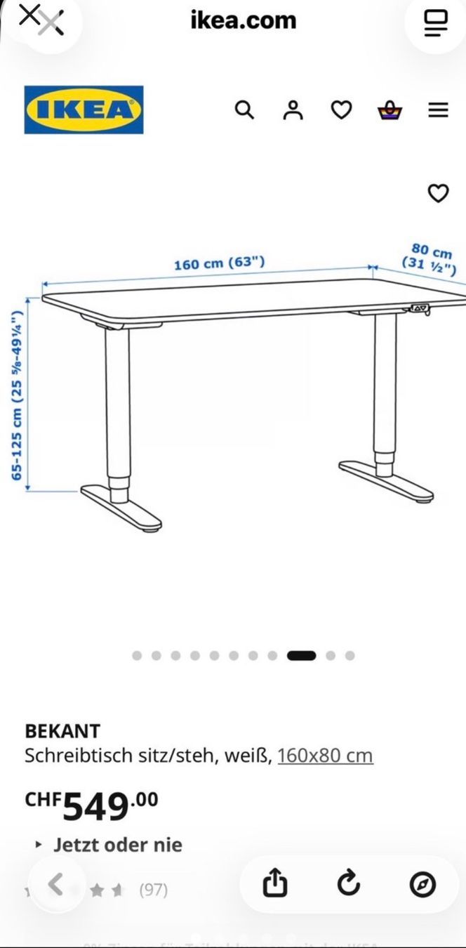 Ikea Scrivanie: Schreibtisch Ikea BEKANT elektrisch – Usato da Killwangen venduto da mud_hj5n 2