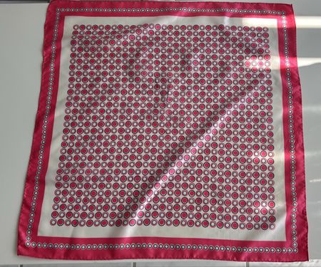 Square Scarf Pink White Circles Pattern