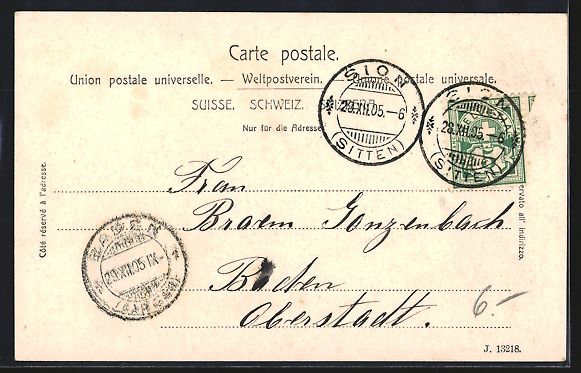 Cartoline postali: AK Sion, Valère et la Caserne, 1905 – Usato da Berlin venduto da bartko-reher 1