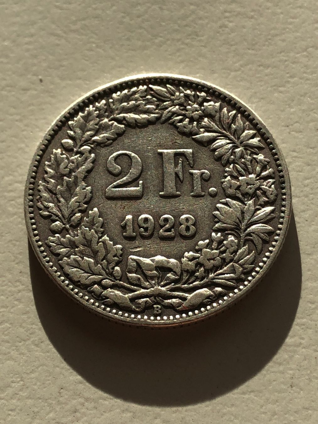 Alle Münzen: 2 Fr. 1928 – Gebraucht aus Schötz von Odpa