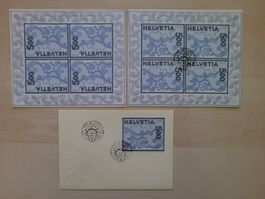 Stickereimarken 1 x postfrisch, 1 x ET und 1 x FDC ET