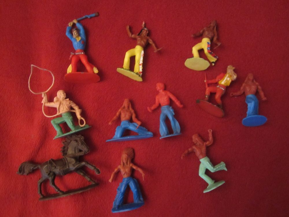 Lot De Figurines Timpo - Guerrier Indien Apache, Cow-boy, époque Conquête De L'Ouest, Occasion