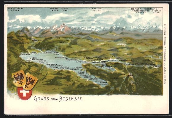 Cartoline postali: Litho Horn, Blick auf den Bodensee – Usato da Berlin venduto da bartko-reher